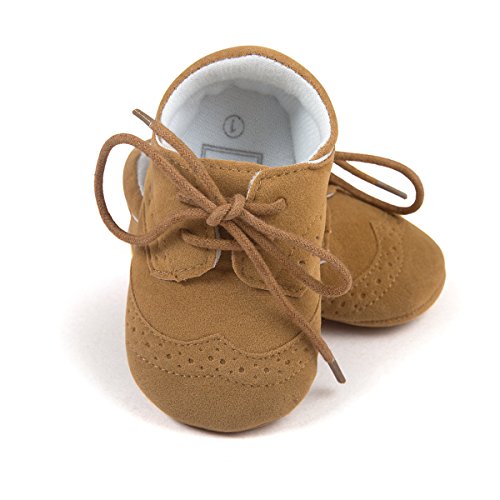 Zapatos sneakers para bebés, de cuero sintético marrón marrón Talla:6-12...