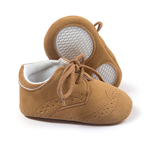 Zapatos sneakers para bebés, de cuero sintético marrón marrón Talla:6-12...