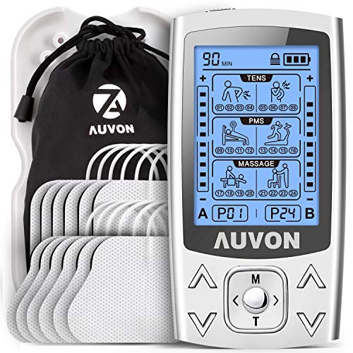 AUVON 3-en-1 Electroestimulador muscular de 24 modos, con función TENS, EMS y...
